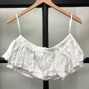 SIR the label White Ruffled Crop Top